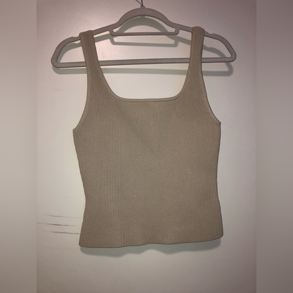 Aritzia (Babaton) Sculpt Knit Squareneck Tank in taupe - Picture 4 of 6